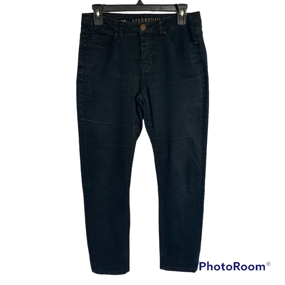 Liverpool Womens Size 6/28 Fits 30 Abby Skinny Black Faded Wash Mid Rise Jeans